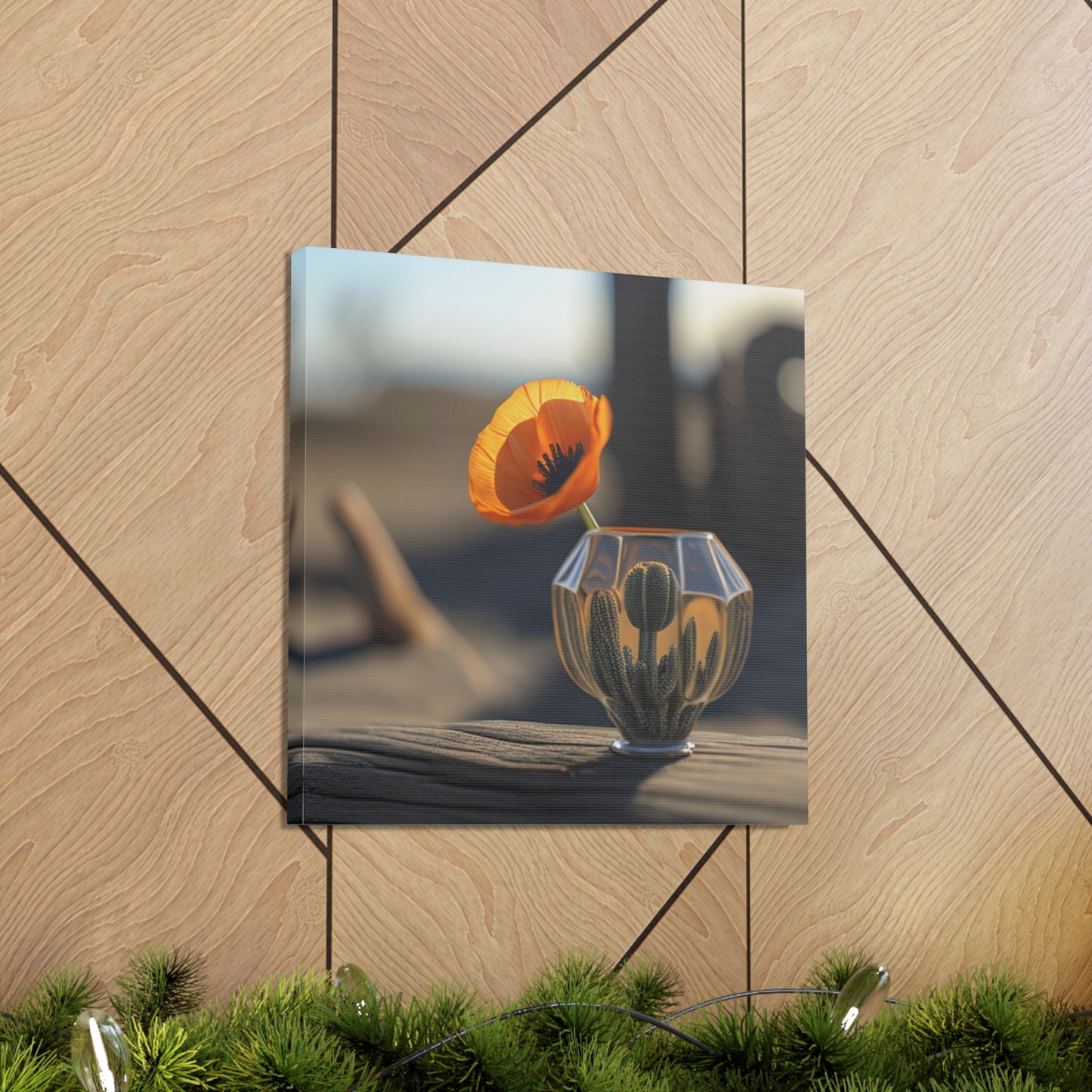Canvas Gallery Wraps Orange Poppy in a Vase 2
