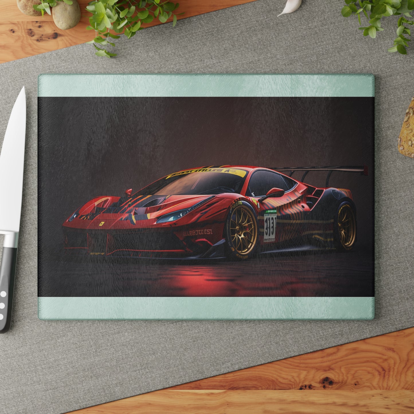 Glass Cutting Board Ferrari Red 1