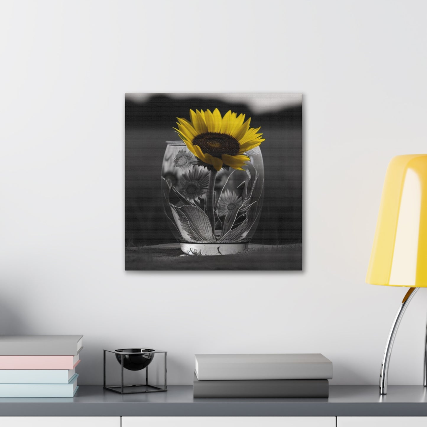 Canvas Gallery Wraps Yellw Sunflower in a vase 1