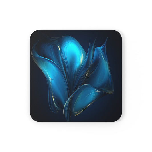 Cork Back Coaster Abstract Blue Tulip 2