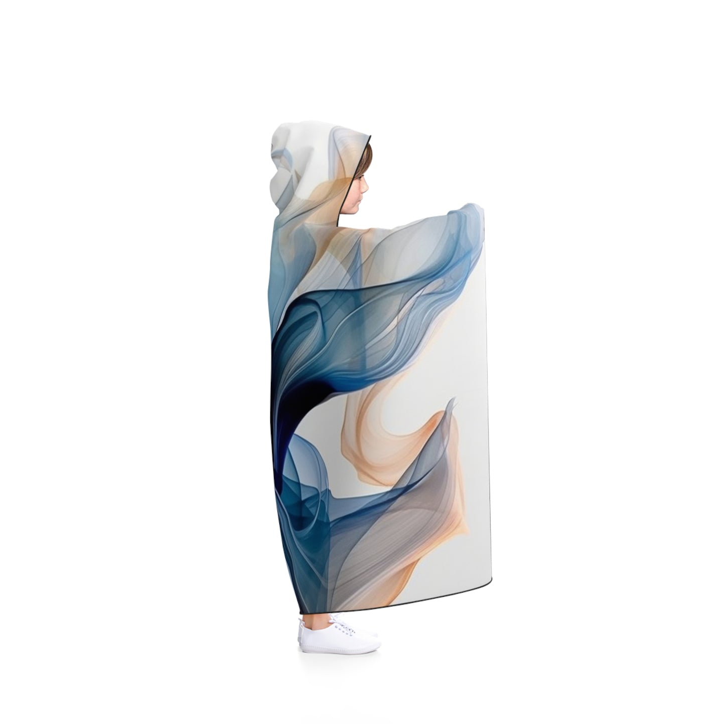 Hooded Blanket Blue Tluip Abstract 3
