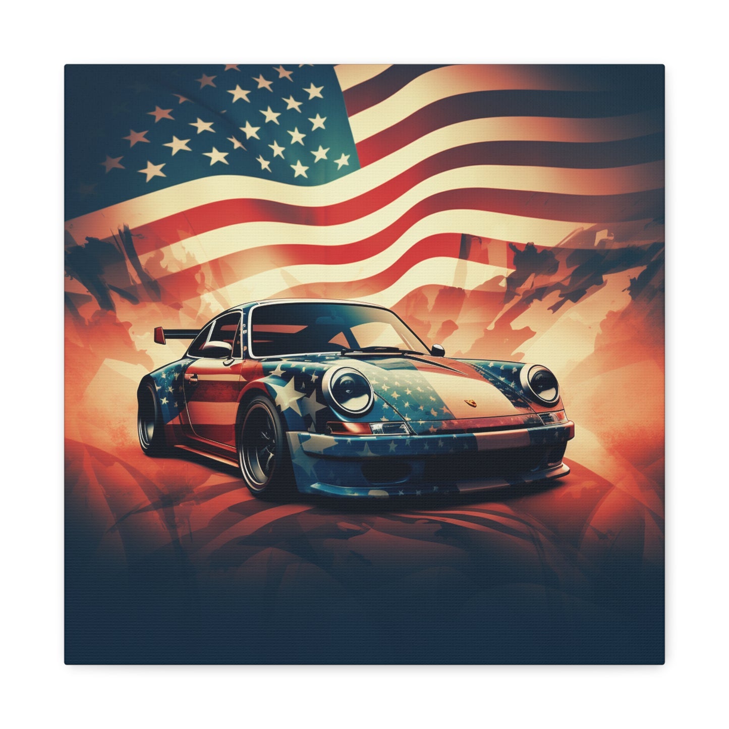 Canvas Gallery Wraps Abstract American Flag Background Porsche 4