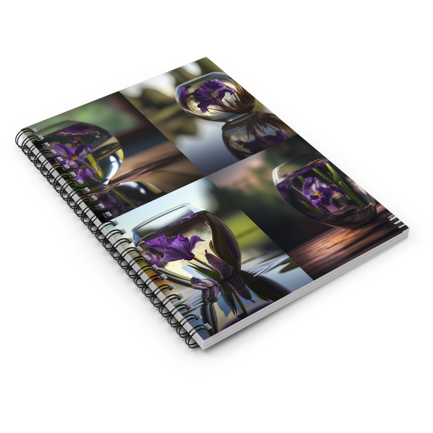 Spiral Notebook - Ruled Line Purple Iris in a vase 5