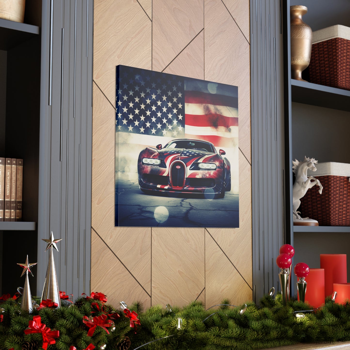 Canvas Gallery Wraps Abstract American Flag Background Bugatti 1