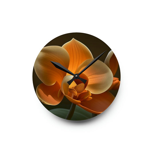 Acrylic Wall Clock Orange Orchid 4