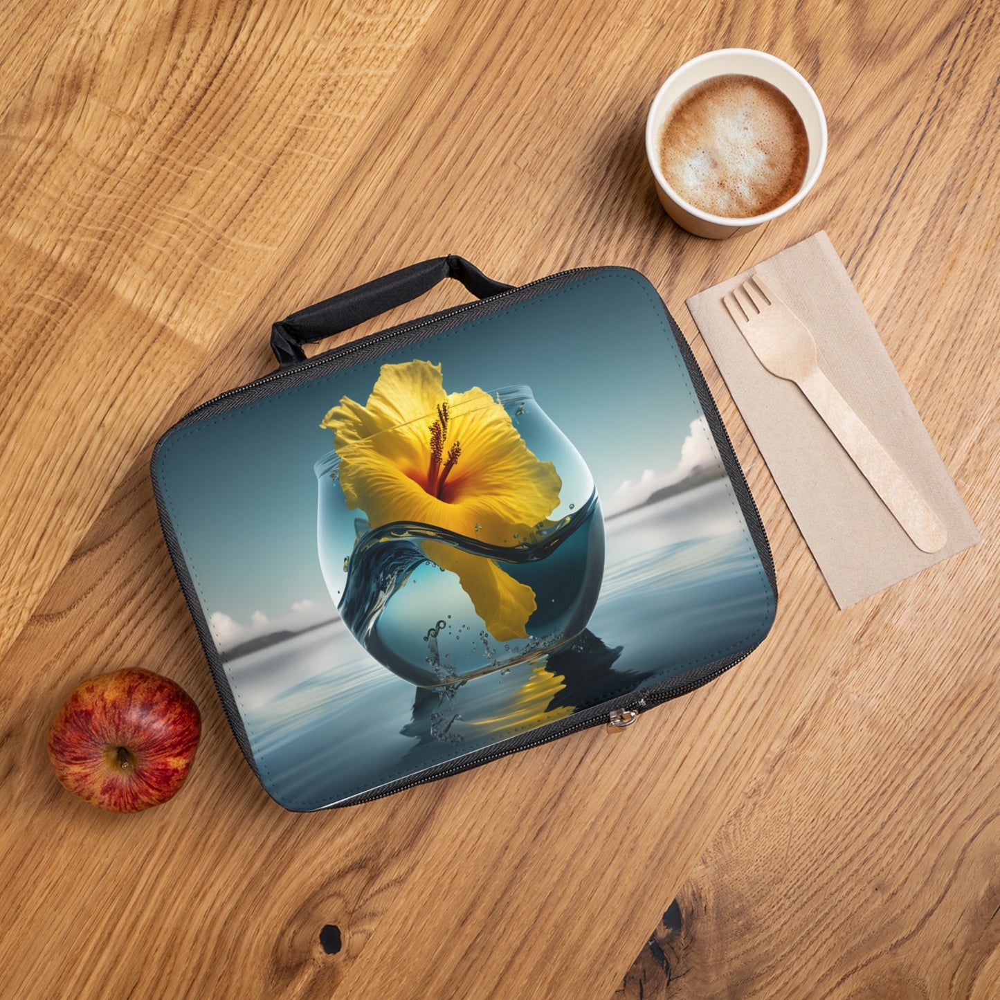 Lunch Bag Yellow Hibiscus glass 4