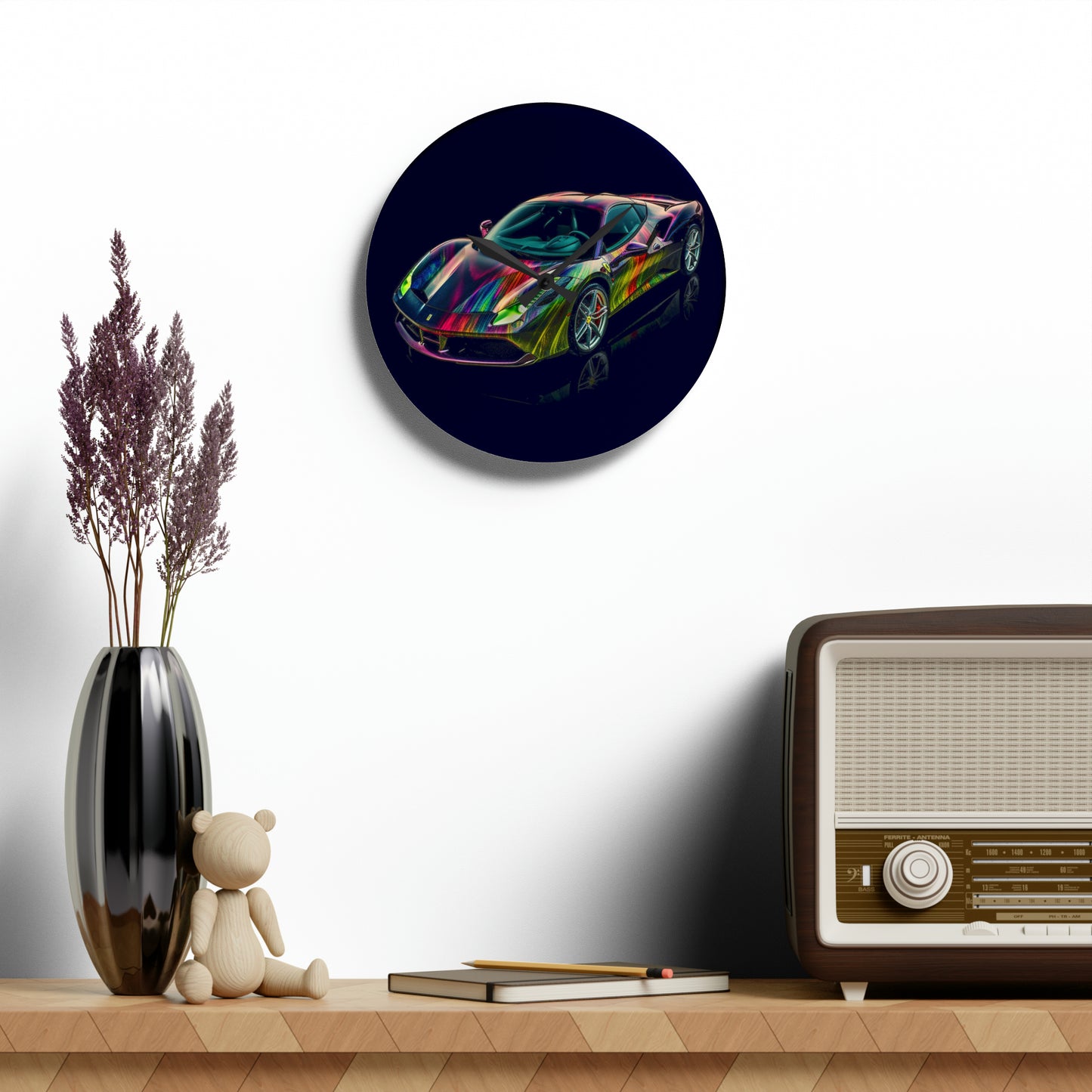 Acrylic Wall Clock Ferrari Color 3