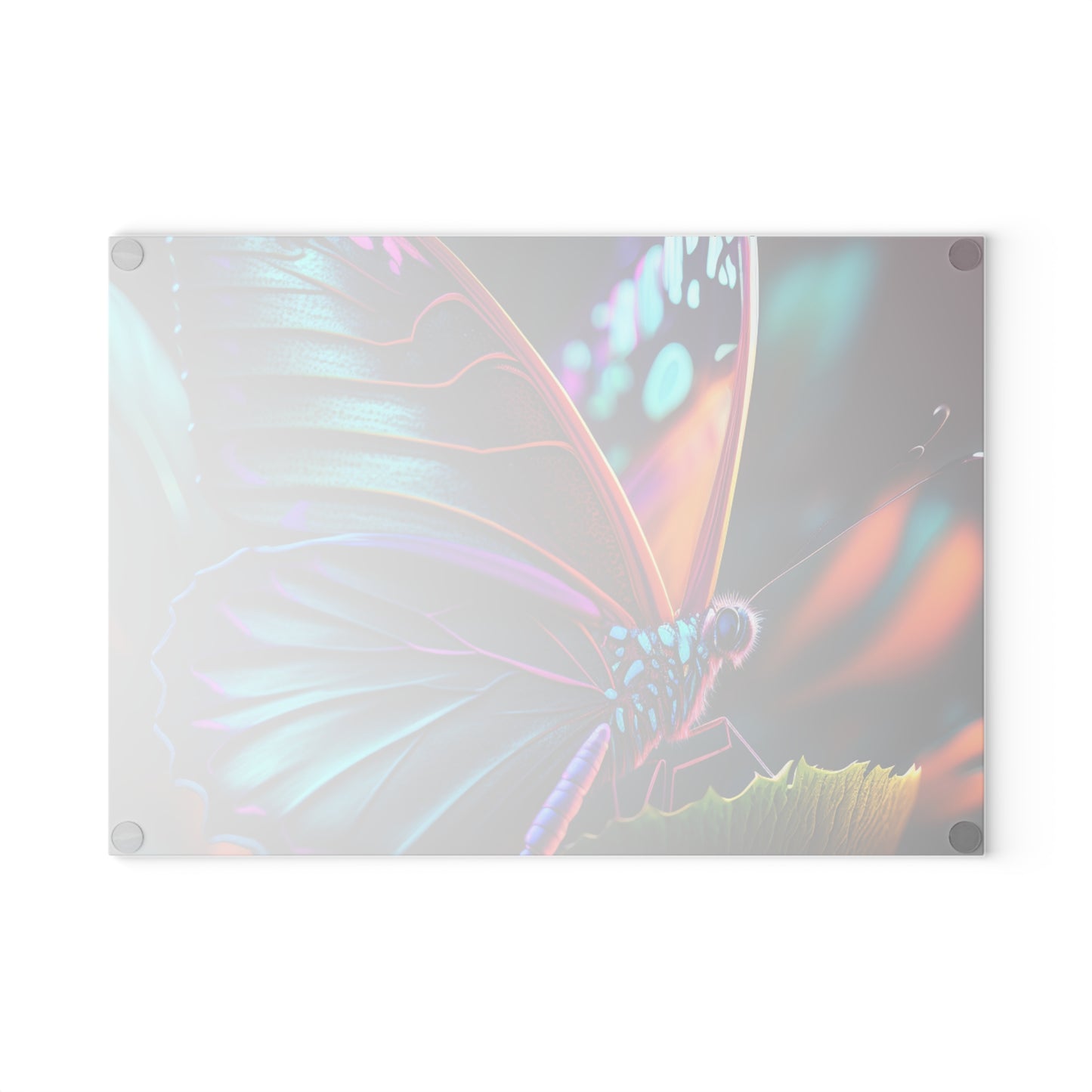 Glass Cutting Board Neon Butterfly Macro 1