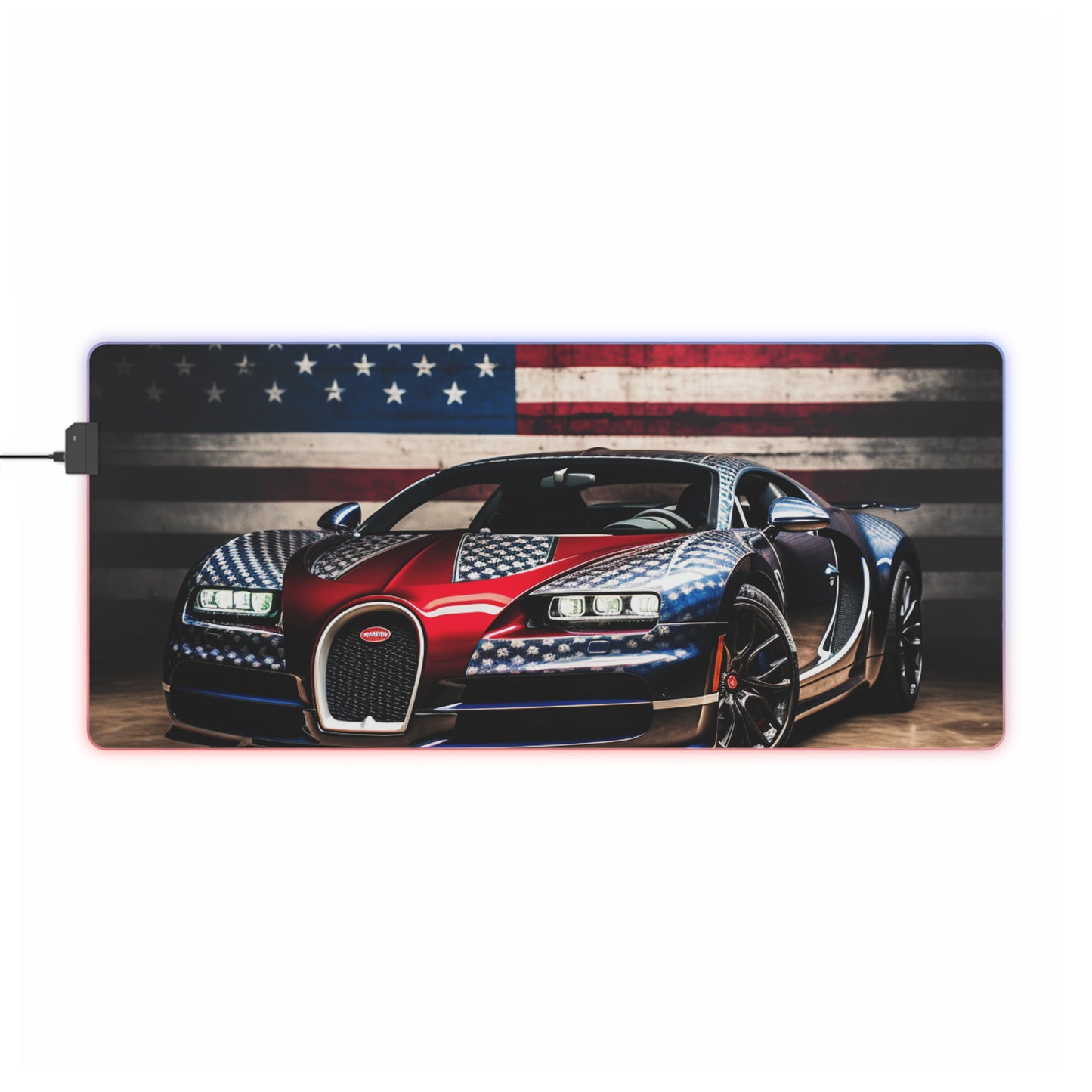 LED Gaming Mouse Pad Bugatti American Flag 1