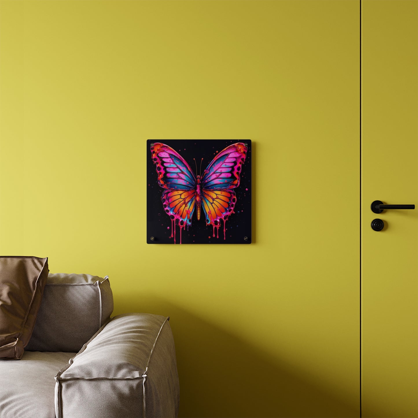 Acrylic Wall Art Panels Pink Butterfly Flair 1