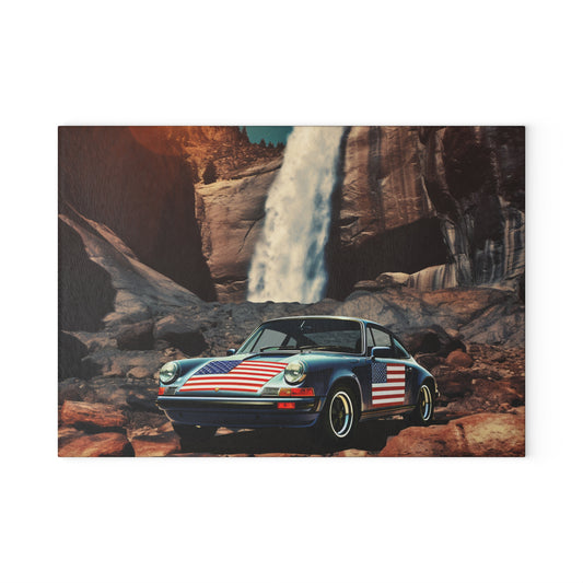 Glass Cutting Board American Flag Porsche Abstract 2