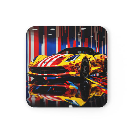 Corkwood Coaster Set Macro Flag Ferrari 4