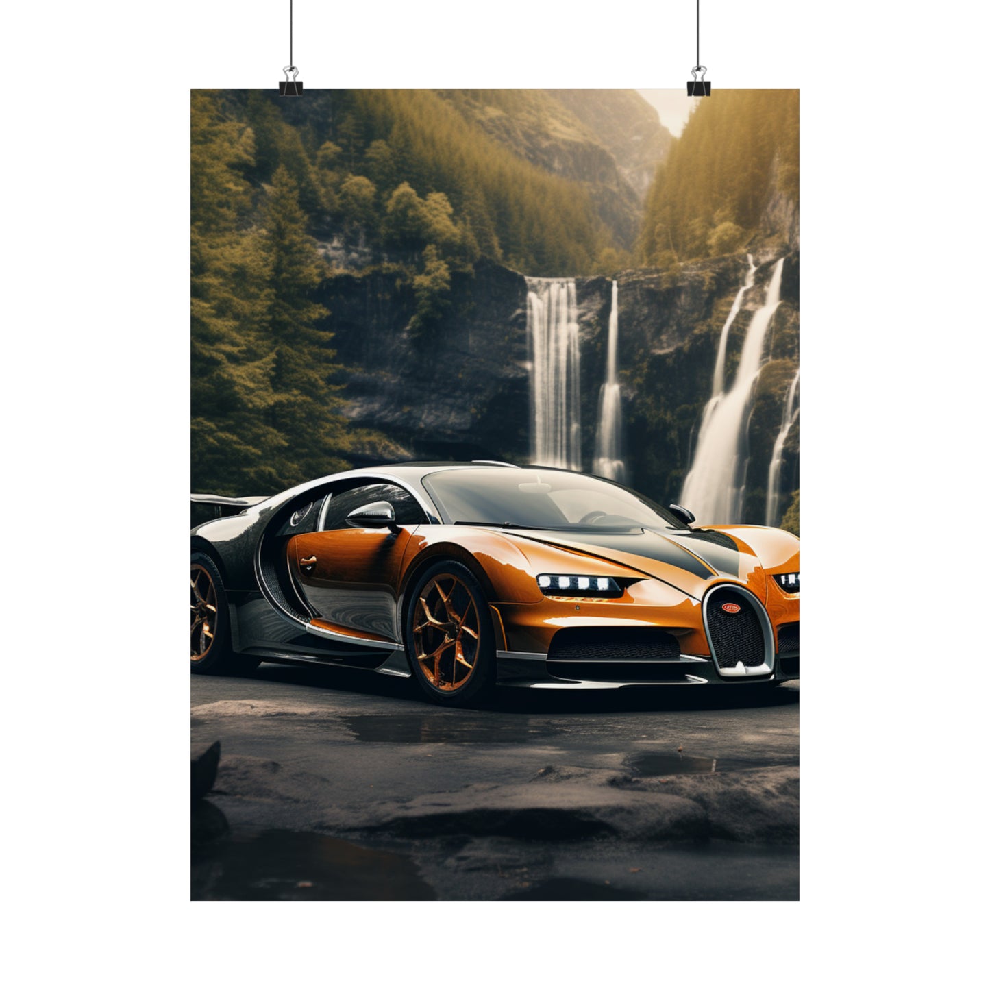 Premium Matte Vertical Posters Bugatti Waterfall 3