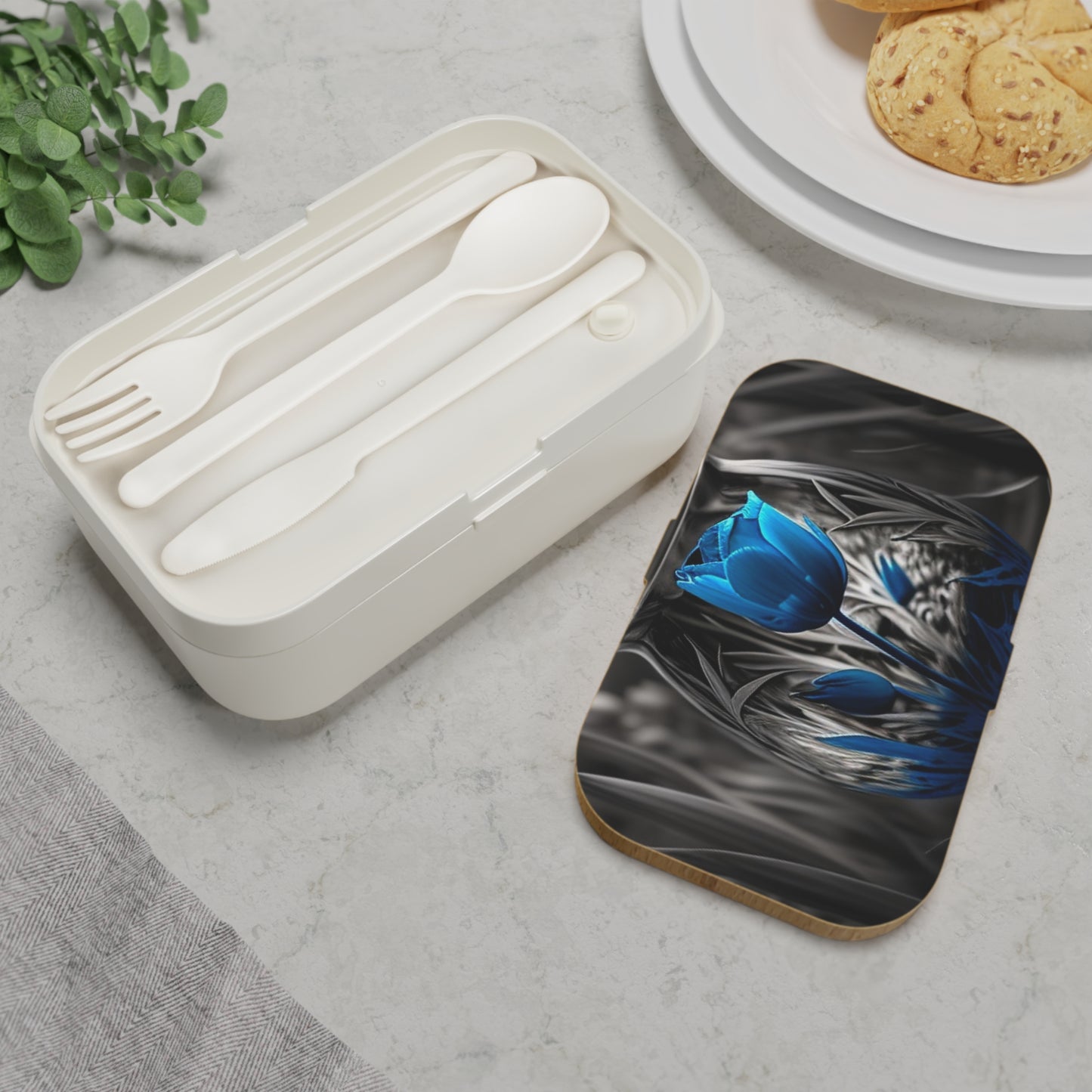 Bento Lunch Box Tulip Blue 3