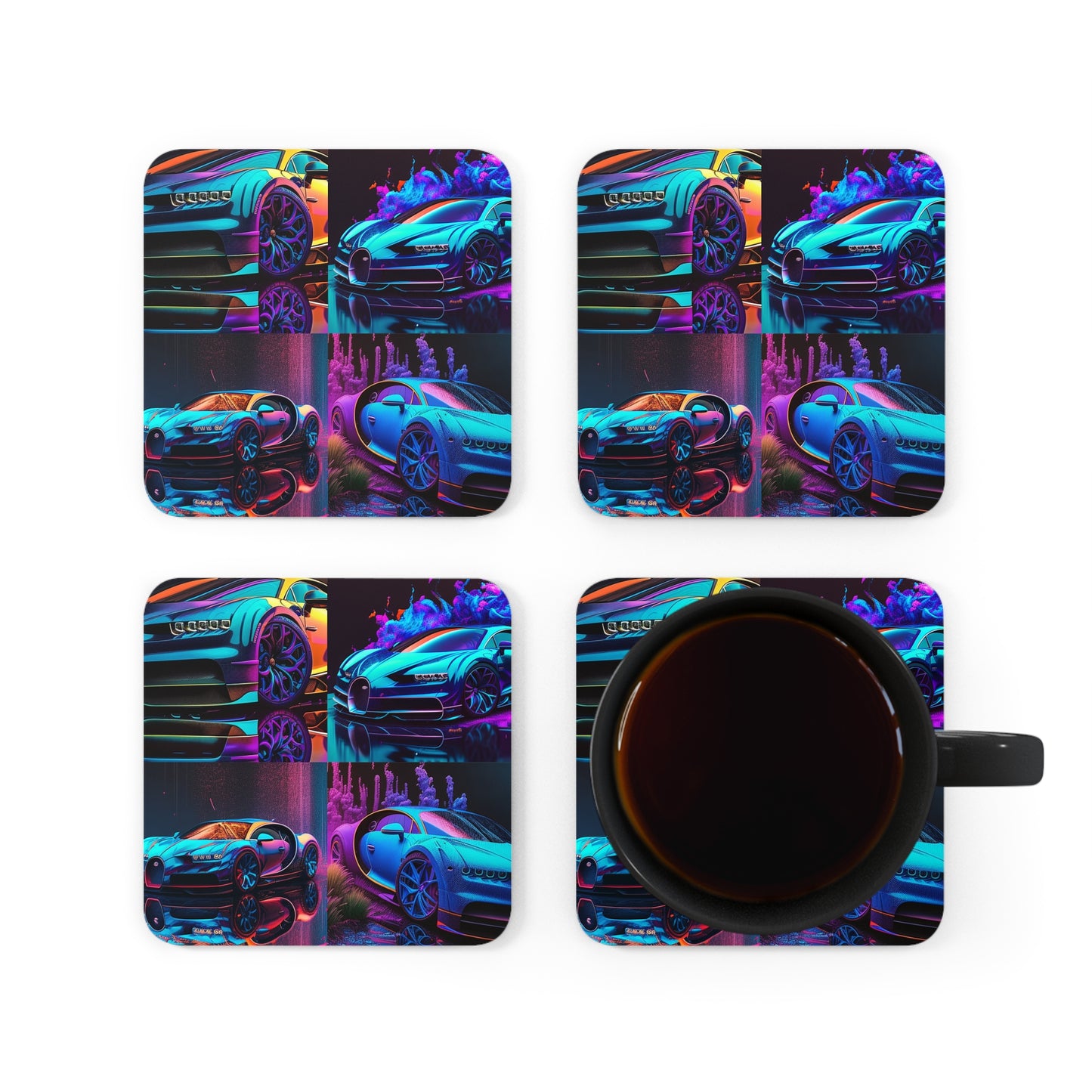 Corkwood Coaster Set Bugatti Neon Chiron 5