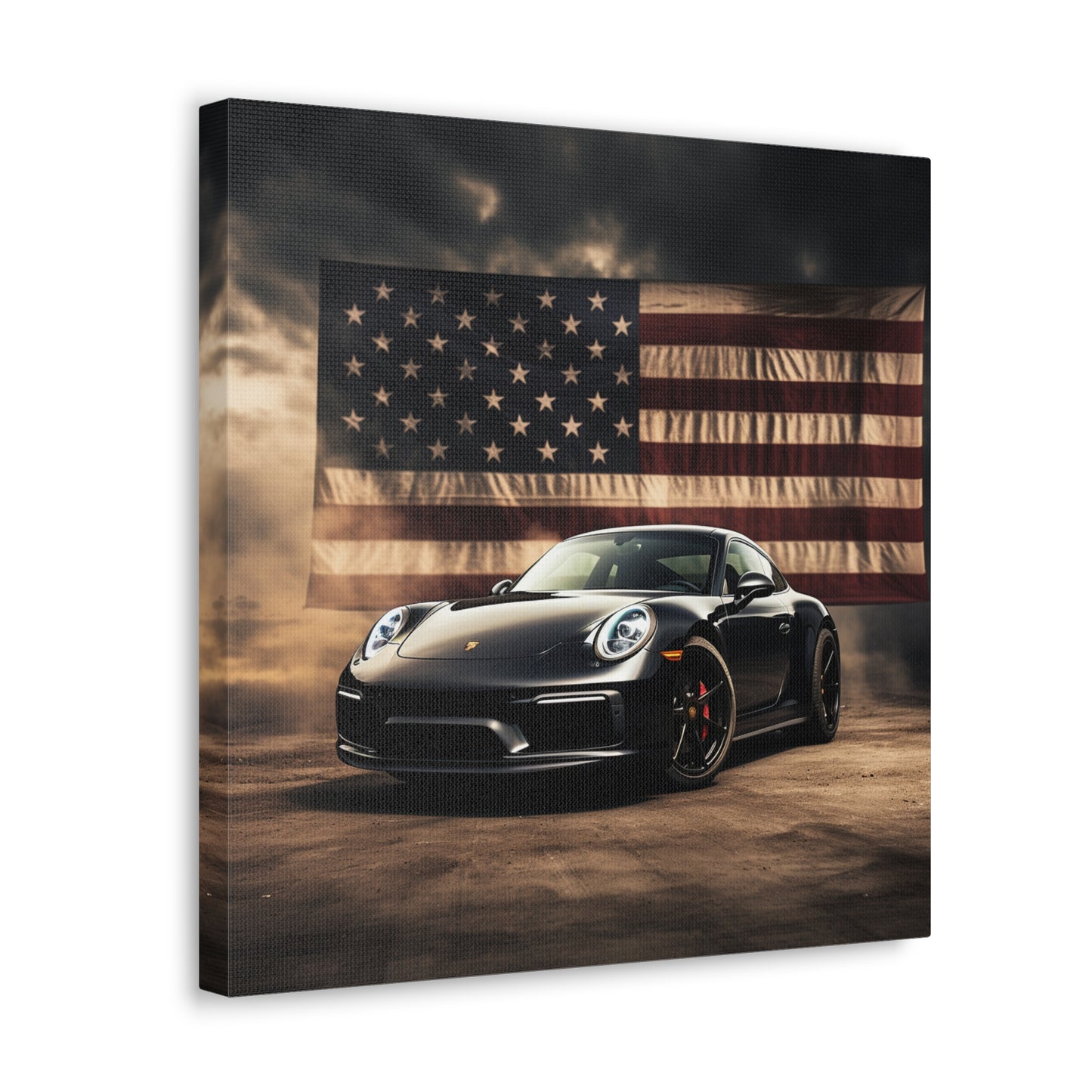 Canvas Gallery Wraps American Flag Background Porsche 4