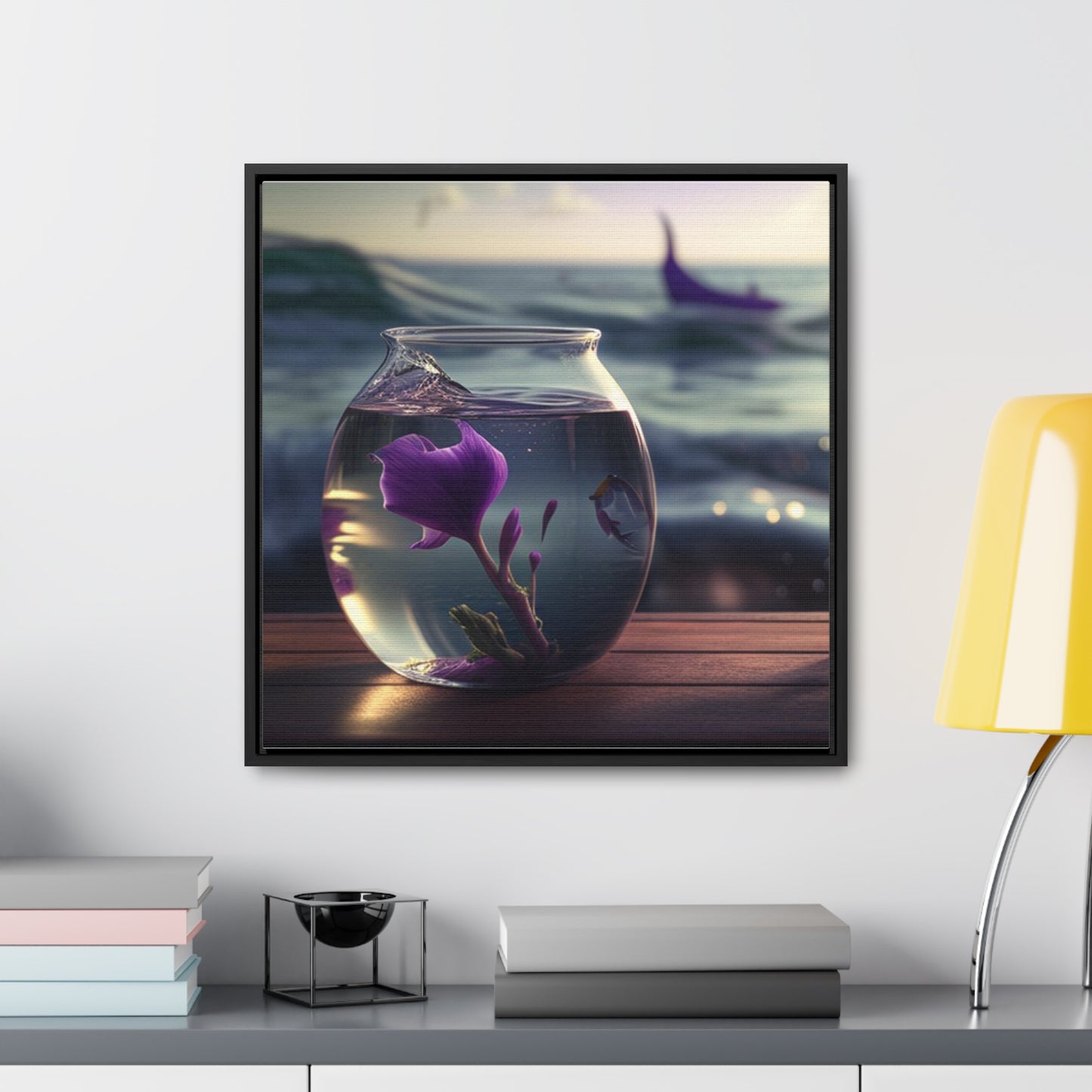 Gallery Canvas Wraps, Square Frame Purple Sweet pea in a vase 1