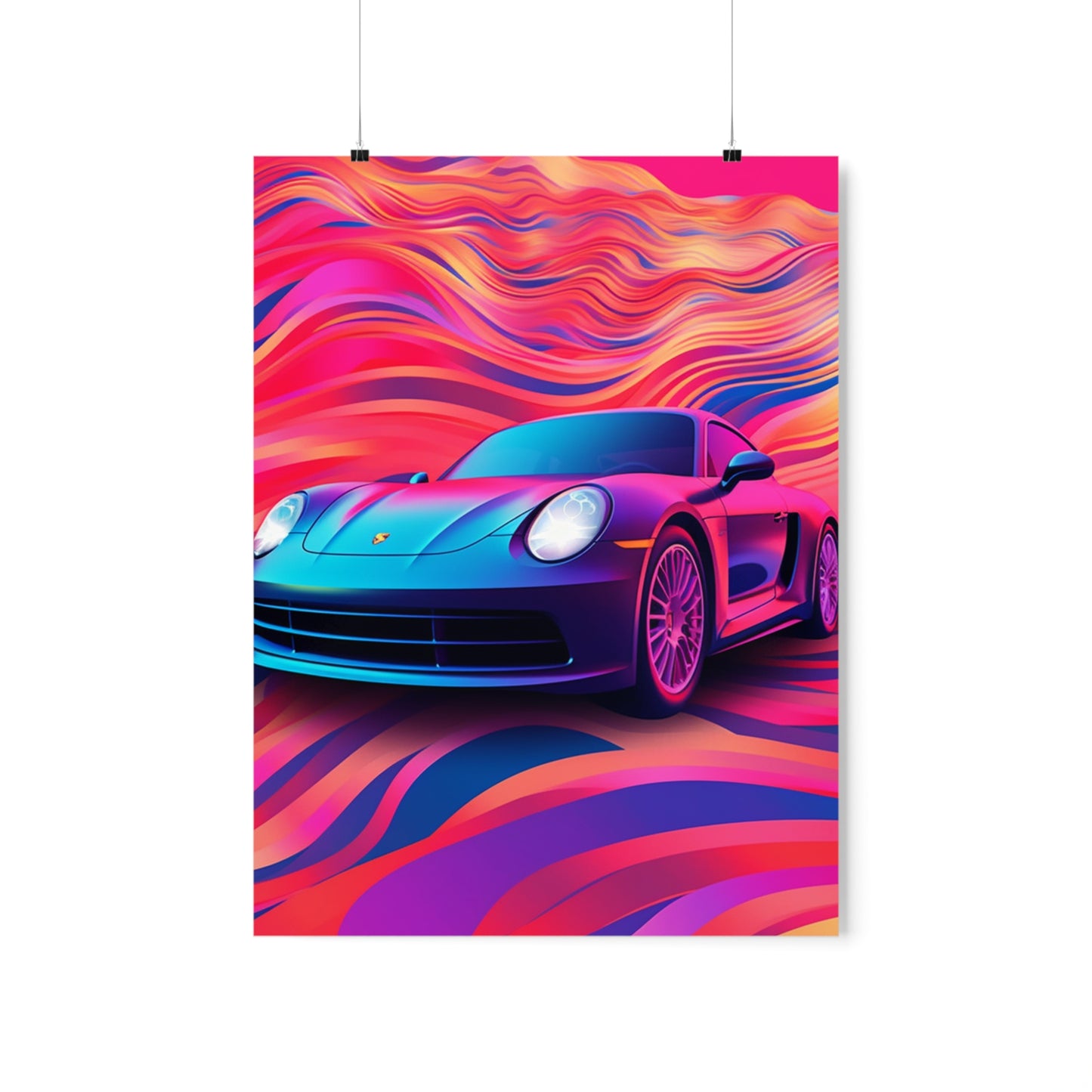 Premium Matte Vertical Posters Porsche Water Fusion 3