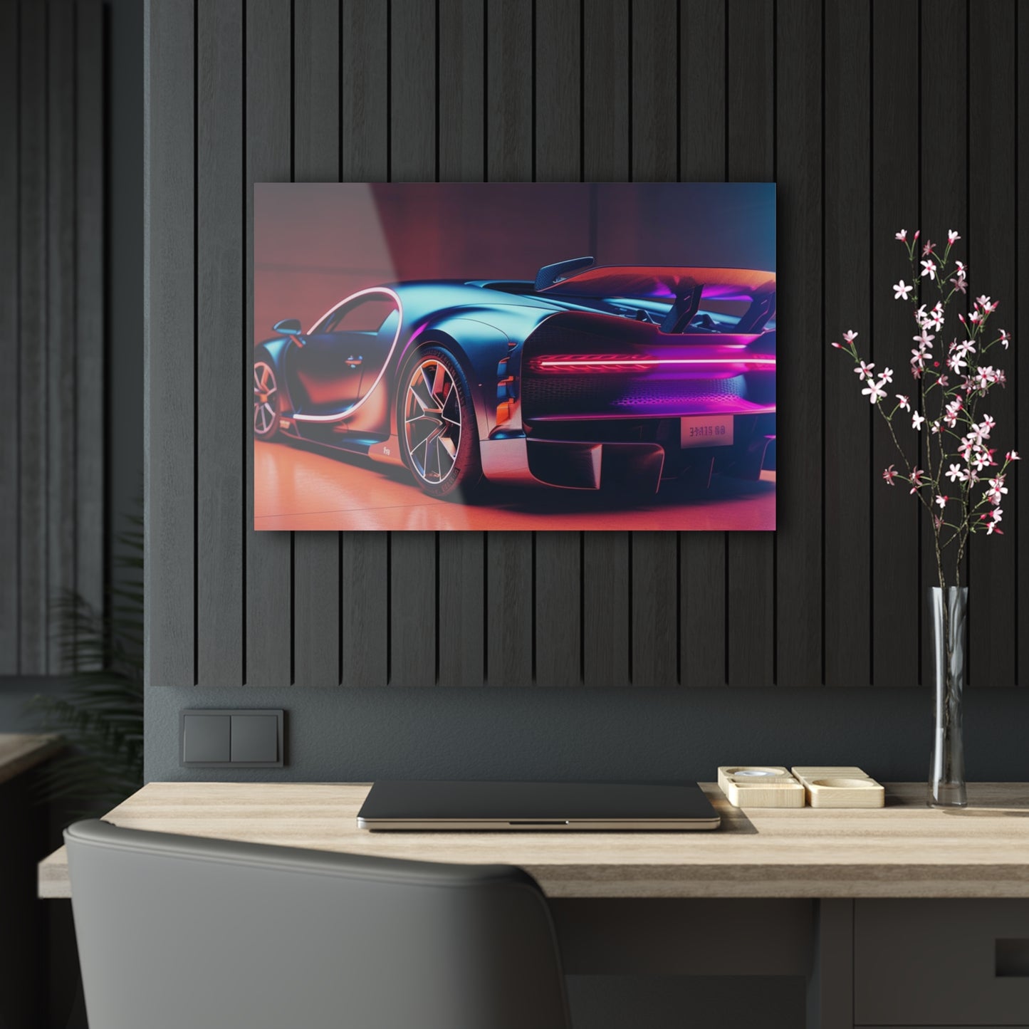 Acrylic Prints Hyper Bugatti Neon Chiron 2