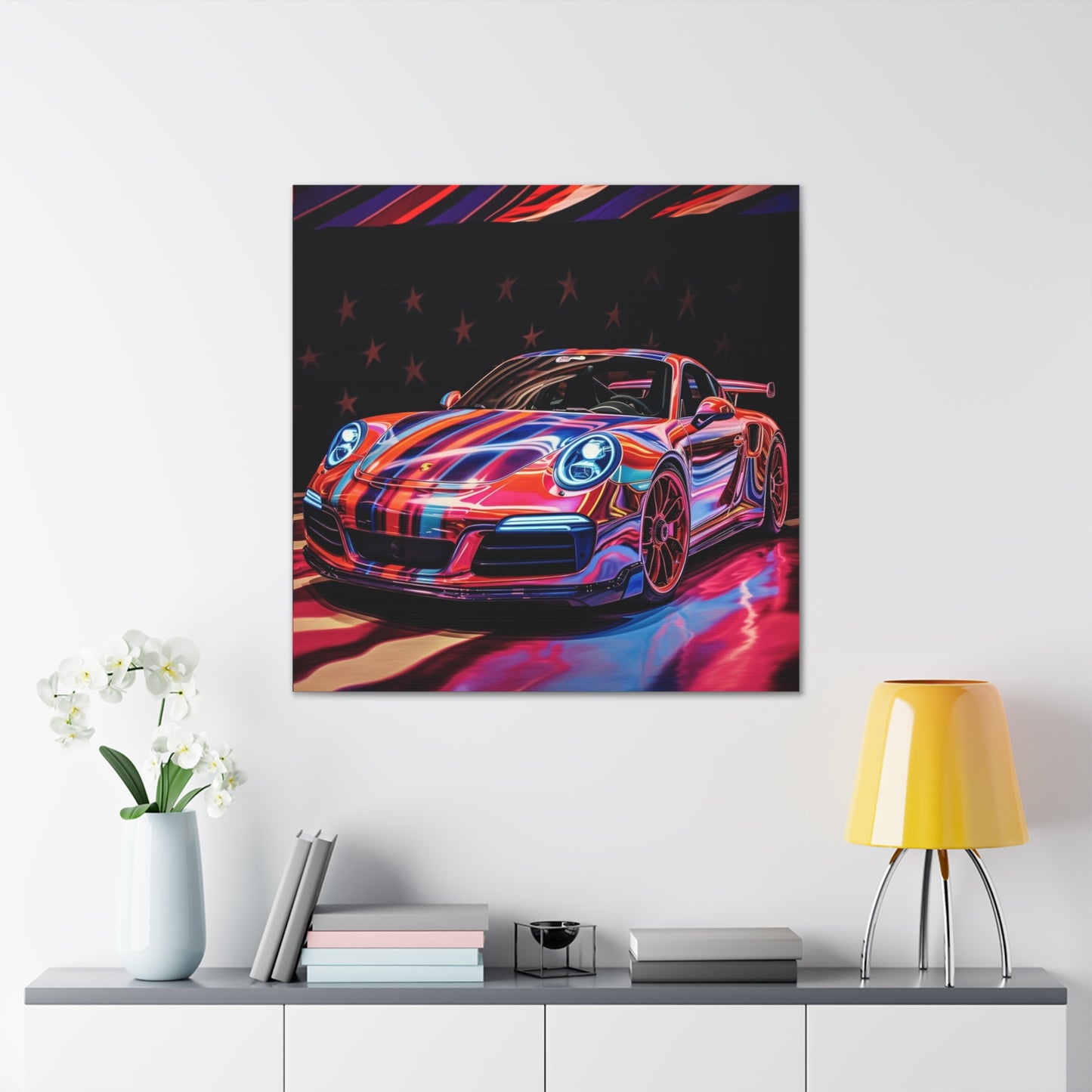 Canvas Gallery Wraps American Flag Colored Porsche 4