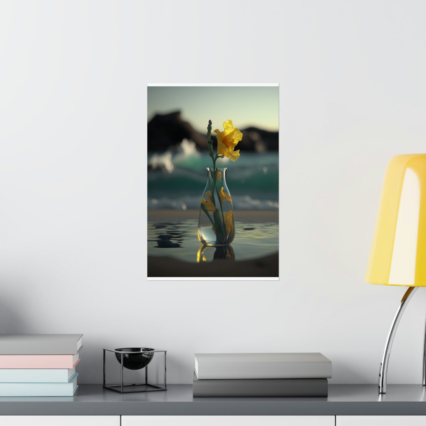 Premium Matte Vertical Posters Yellow Gladiolus glass 2