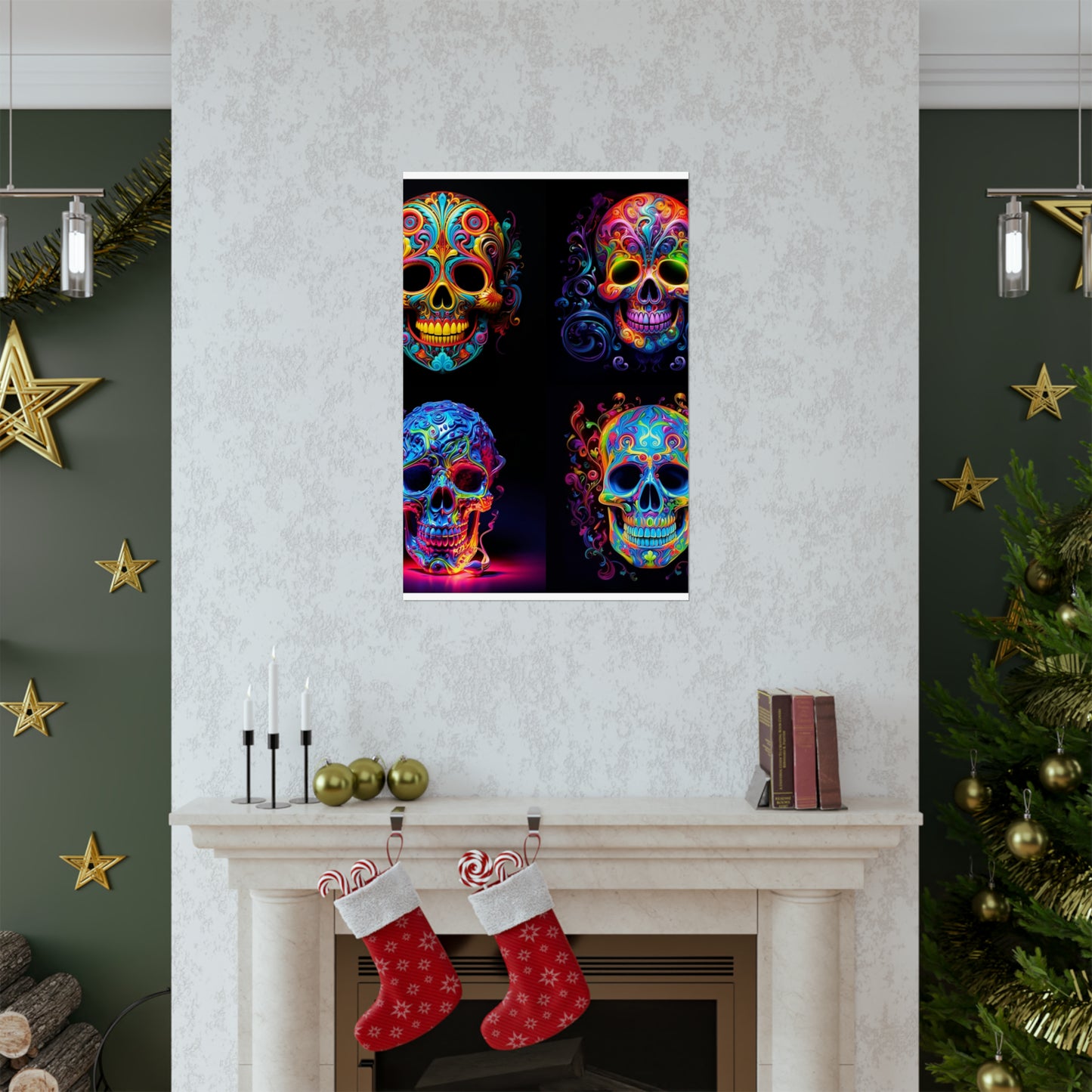 Premium Matte Vertical Posters Macro Skull Color 5