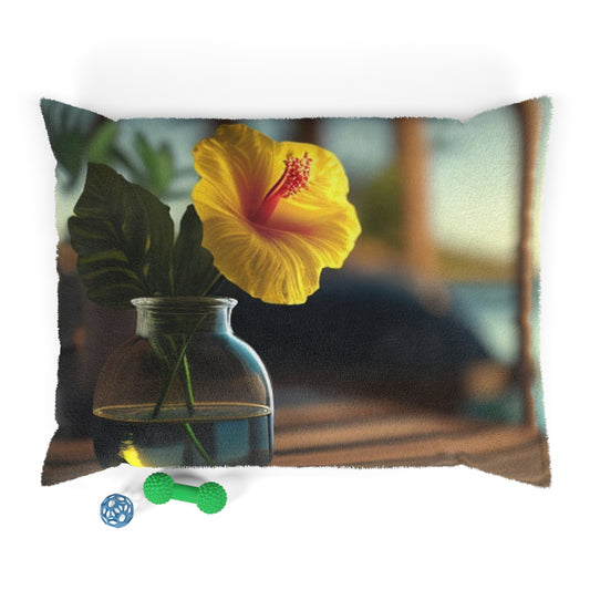 Pet Bed Yellow Hibiscus Wood 2