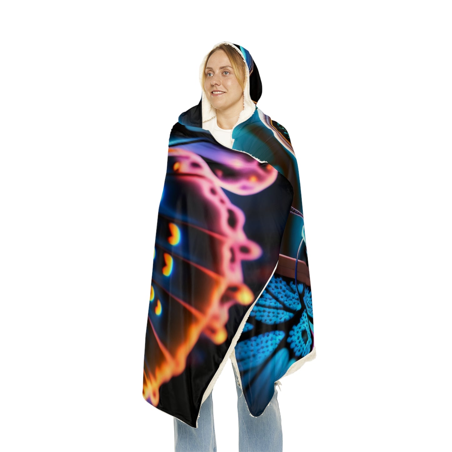 Snuggle Hooded Blanket Neon Butterfly Macro 2