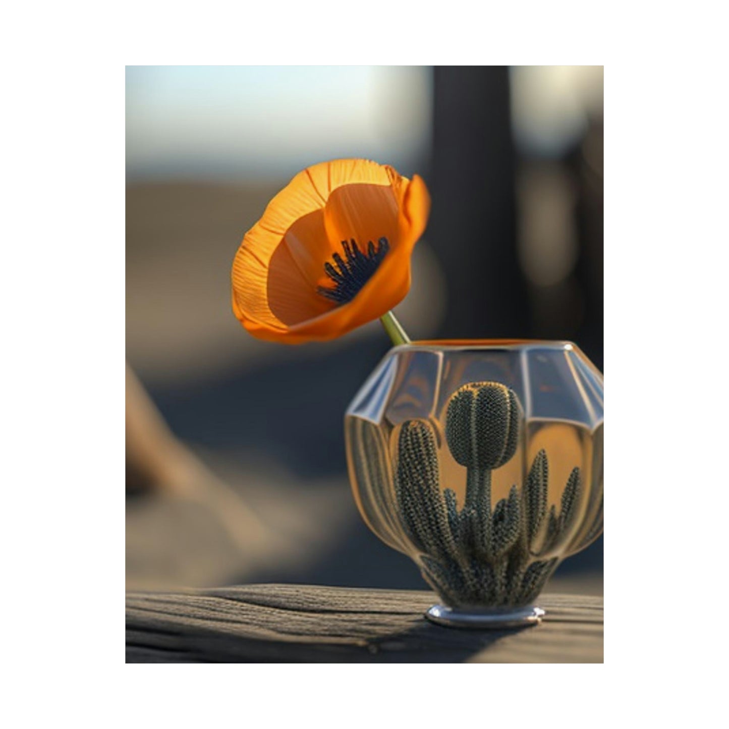 Premium Matte Vertical Posters Orange Poppy in a Vase 2