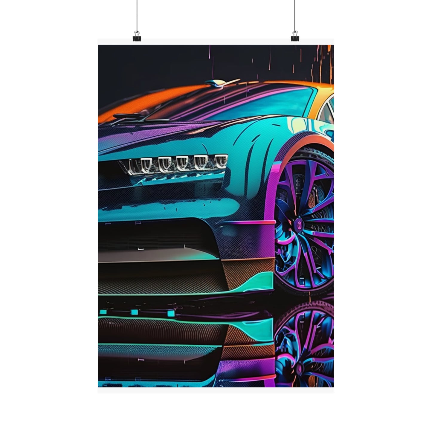 Premium Matte Vertical Posters Bugatti Neon Chiron 1