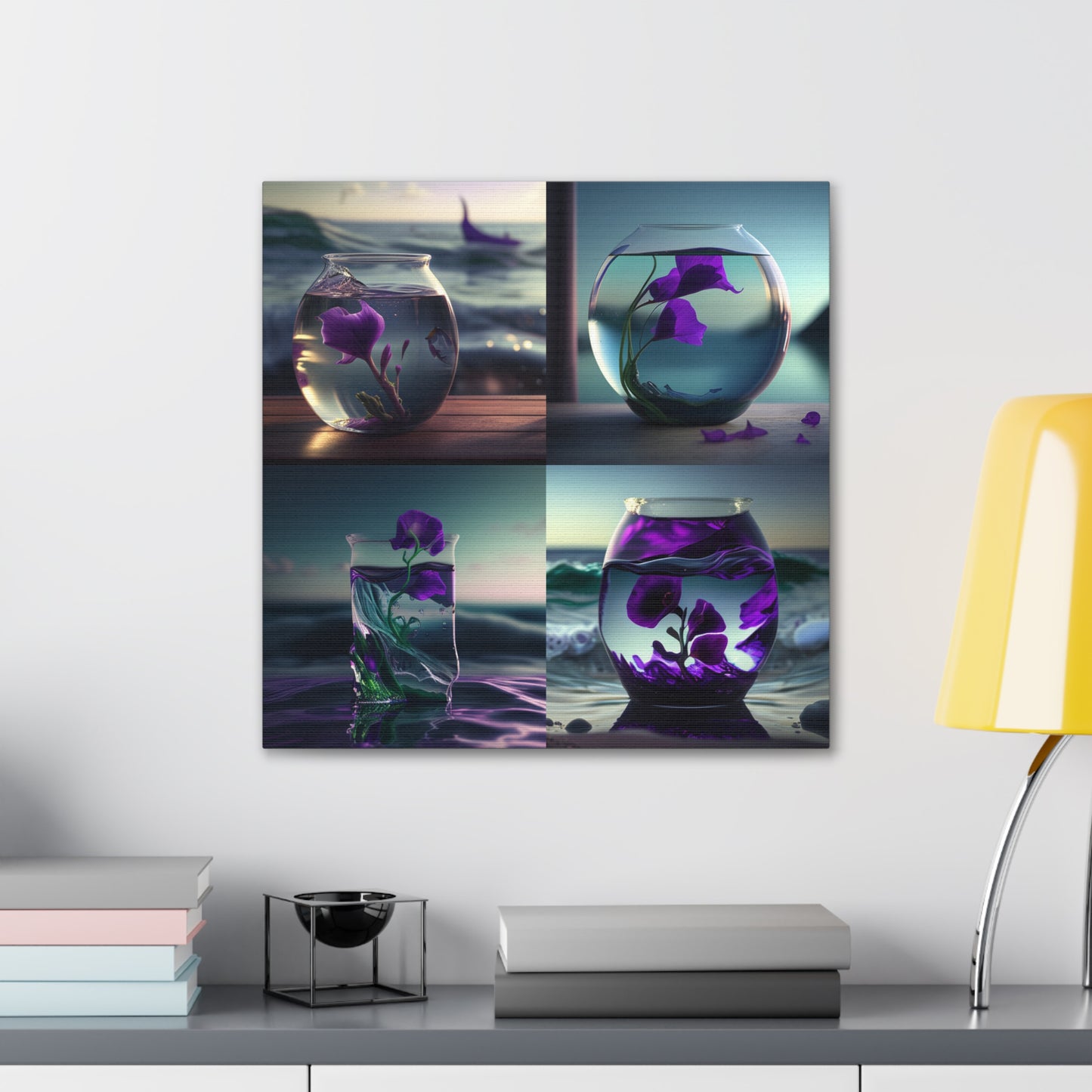 Canvas Gallery Wraps Purple Sweet pea in a vase 5