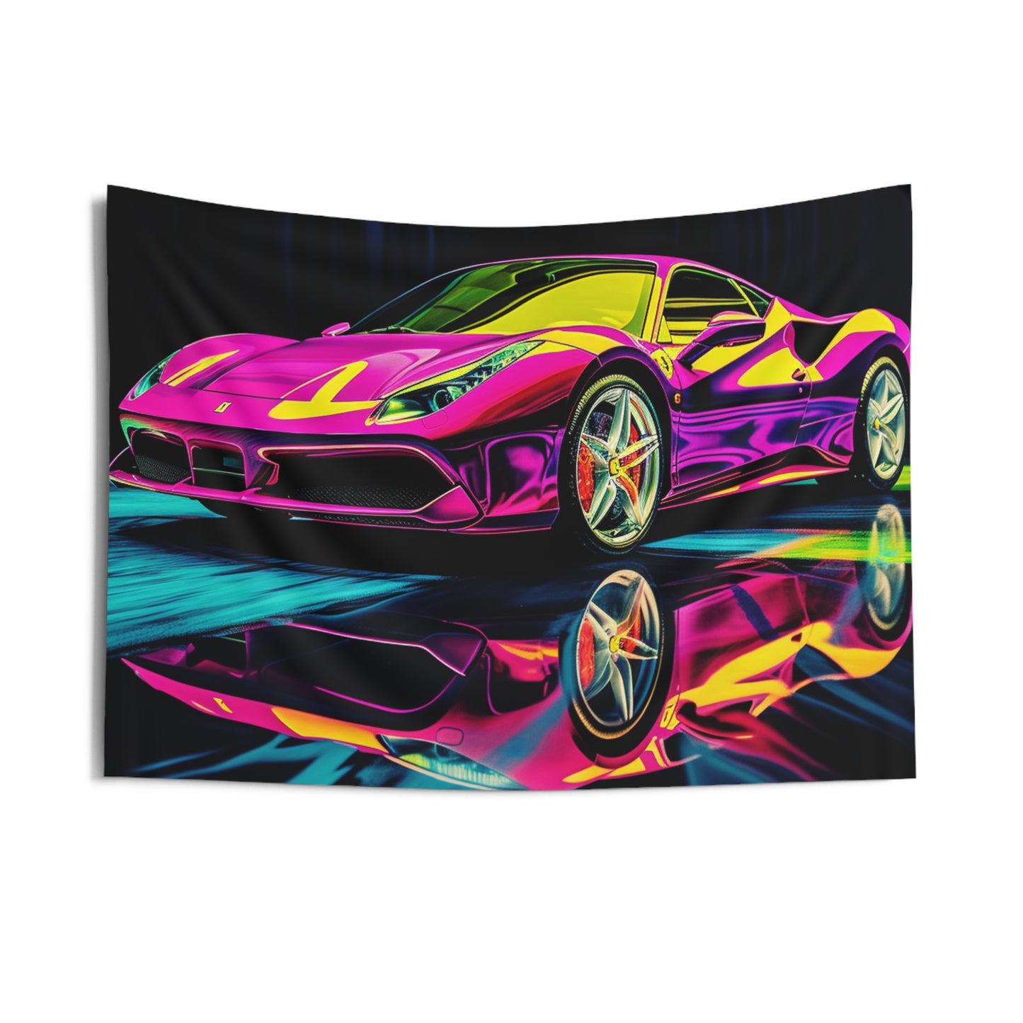 Indoor Wall Tapestries Pink Ferrari Macro 3