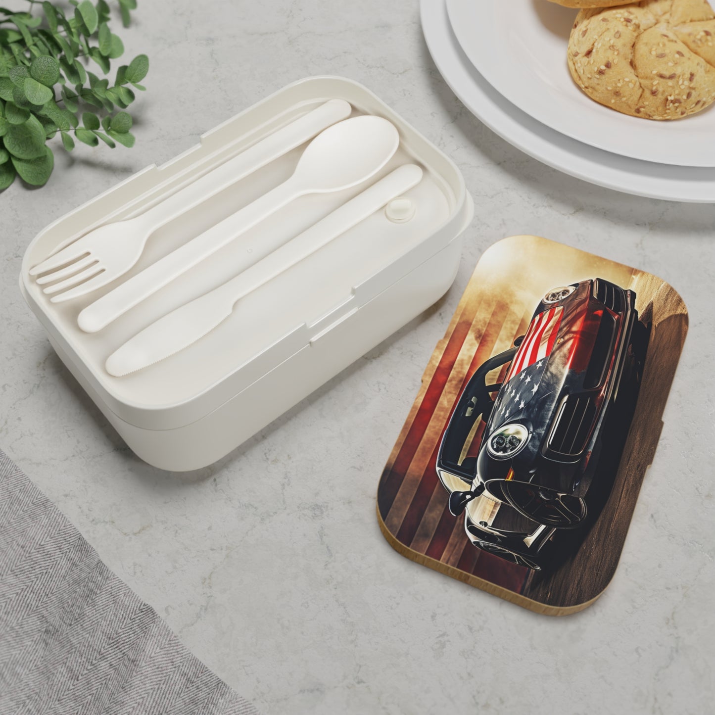 Bento Lunch Box Abstract American Flag Background Porsche 1