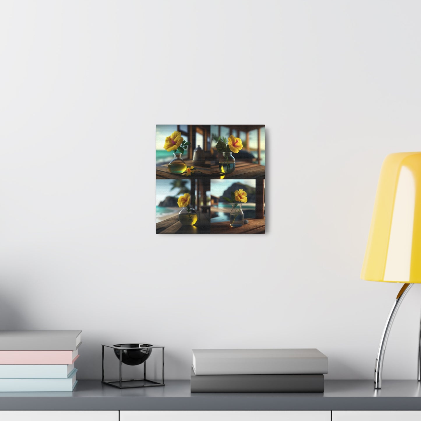 Canvas Gallery Wraps Yellow Hibiscus Wood 5