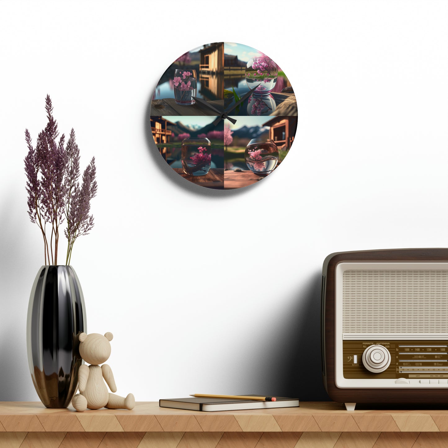 Acrylic Wall Clock Cherry Blossom 5