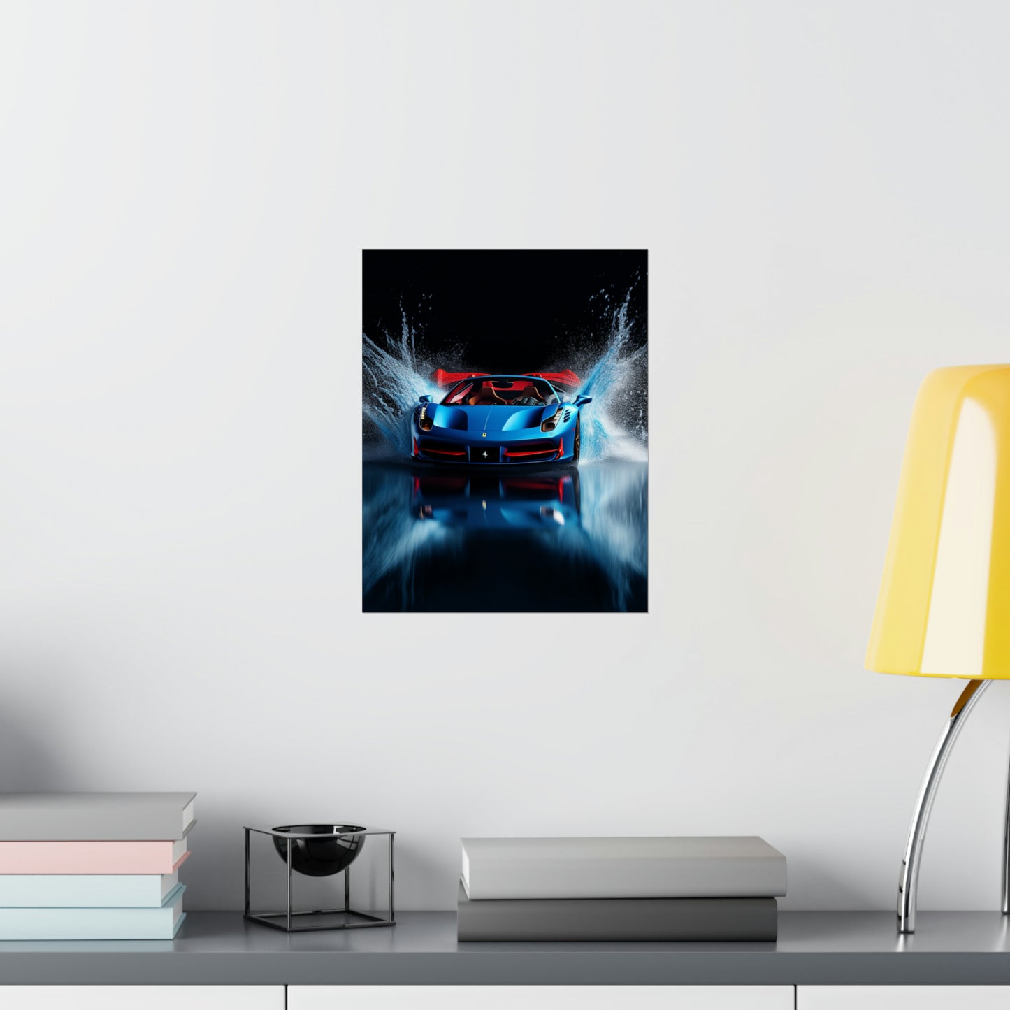 Premium Matte Vertical Posters Ferrari Water Splash 1