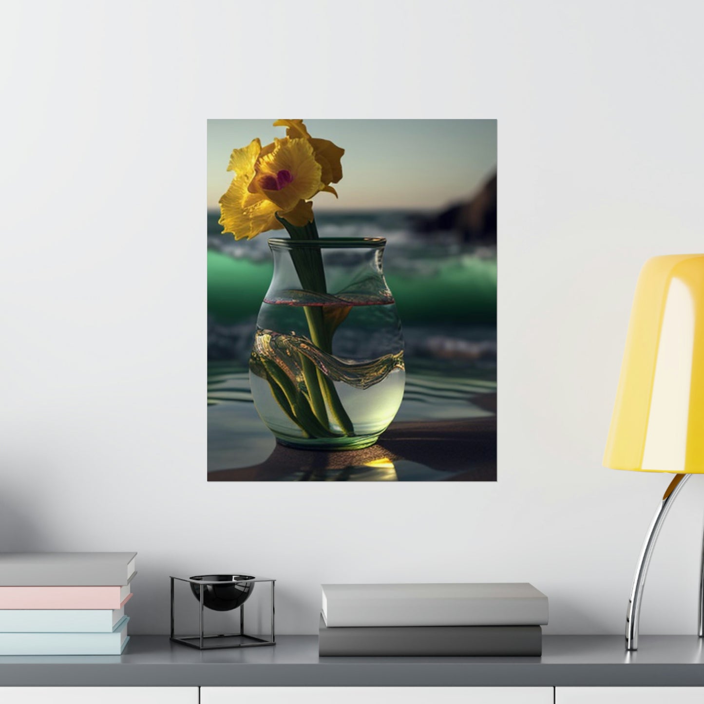 Premium Matte Vertical Posters Yellow Gladiolus glass 1