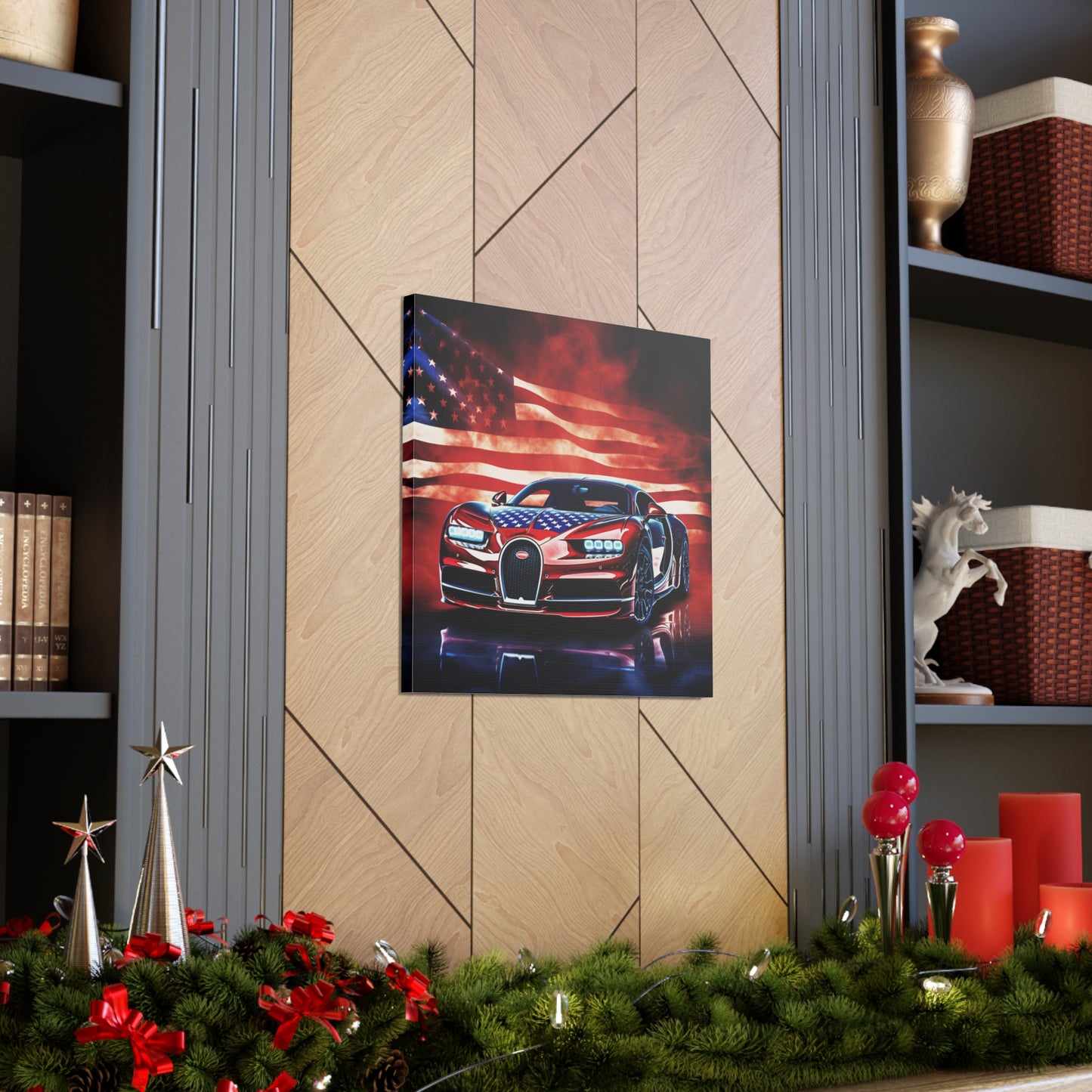 Canvas Gallery Wraps Abstract American Flag Background Bugatti 3