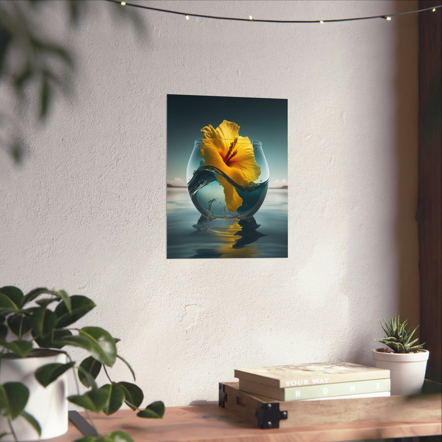 Premium Matte Vertical Posters Yellow Hibiscus glass 4