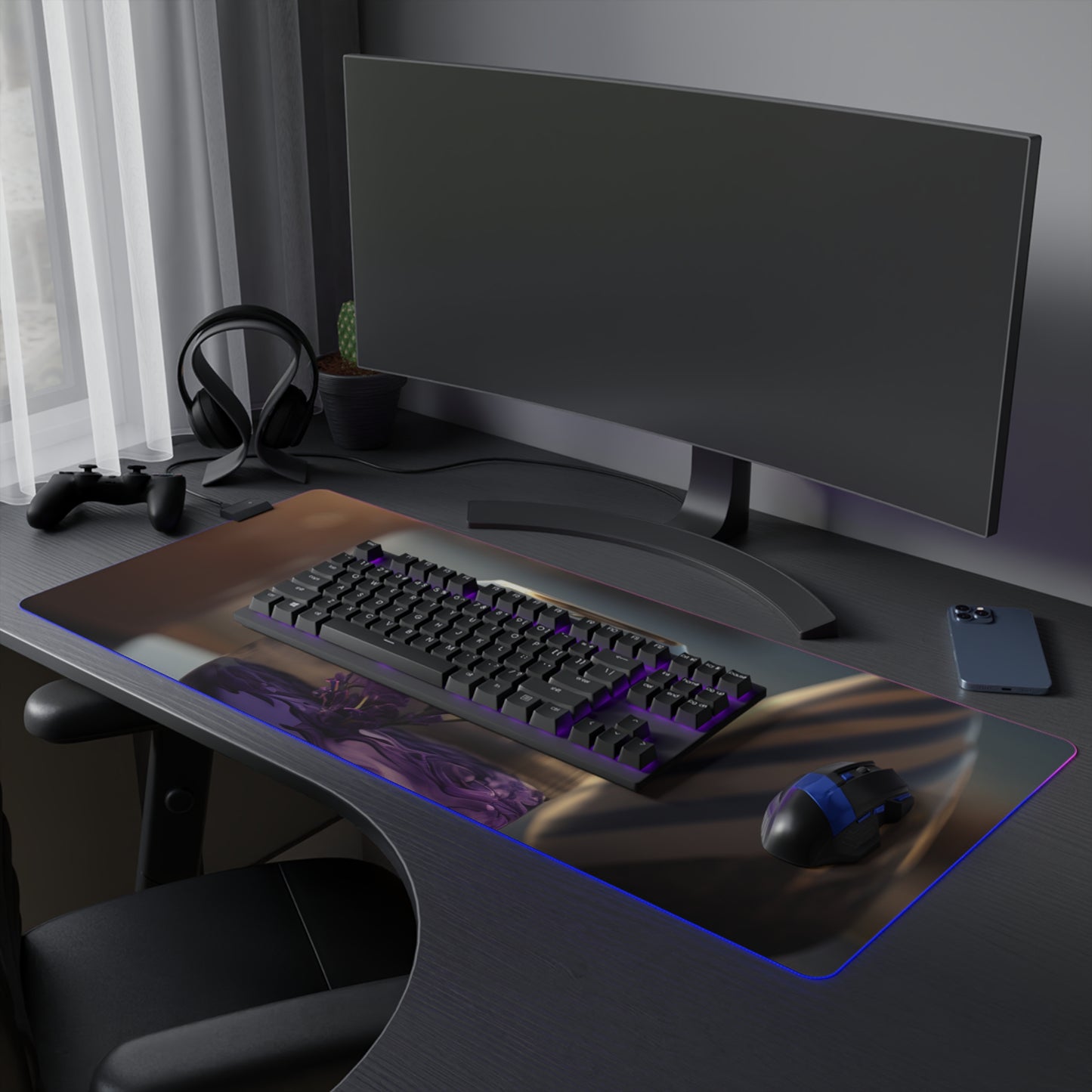 LED Gaming Mouse Pad Lavender in a vase 1