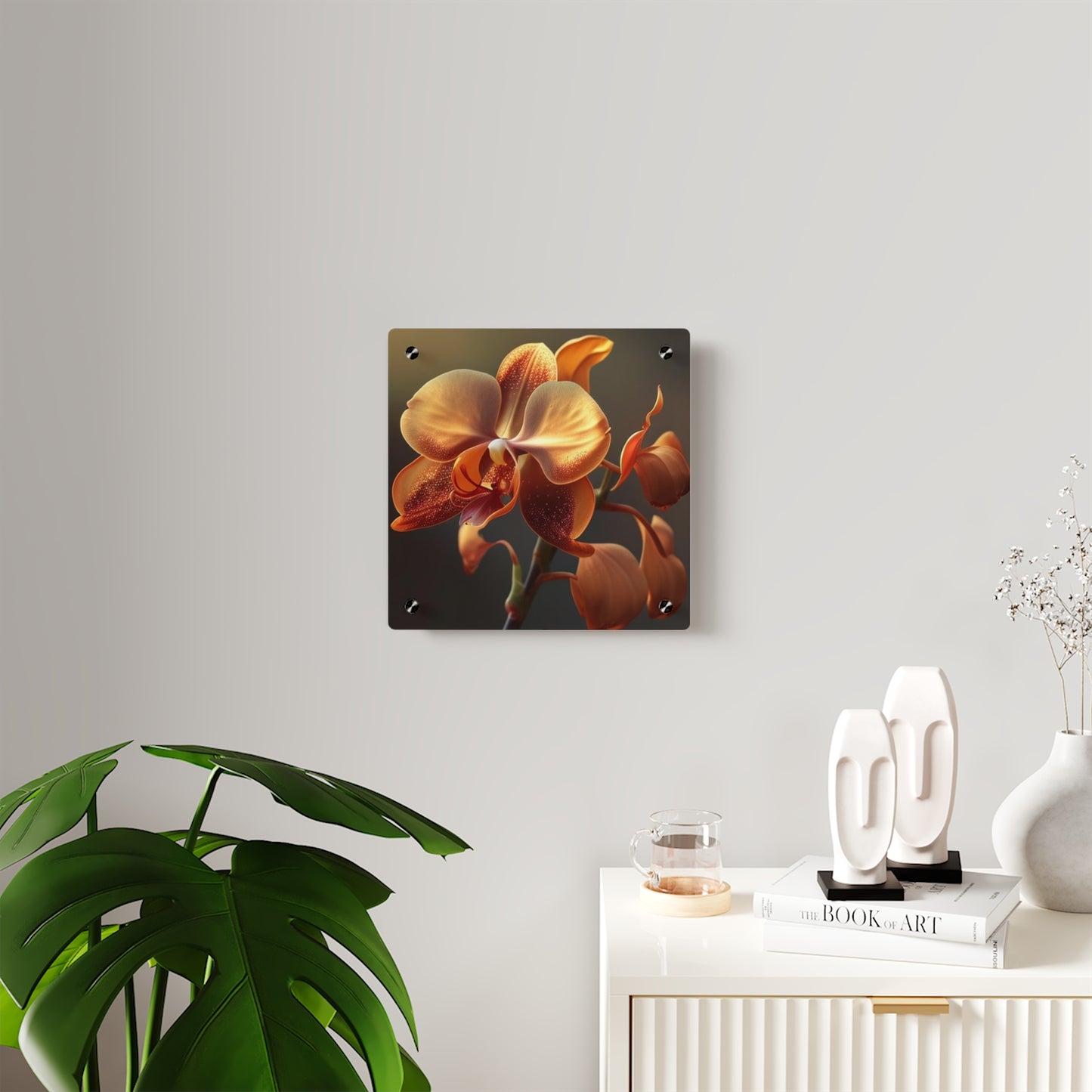 Acrylic Wall Art Panels Orange Orchid 1