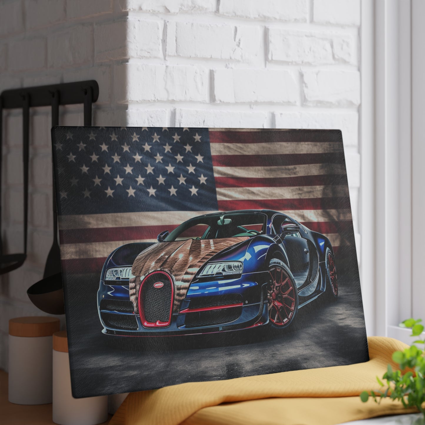 Glass Cutting Board Bugatti American Flag 4