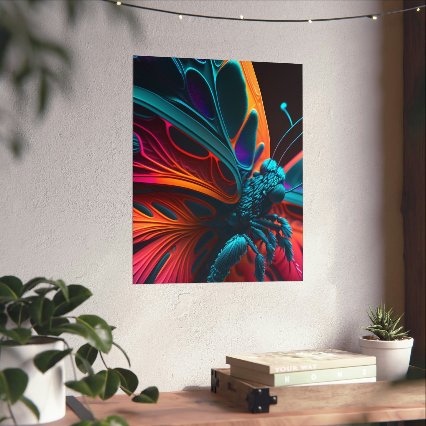 Premium Matte Vertical Posters Neon Butterfly Macro 4