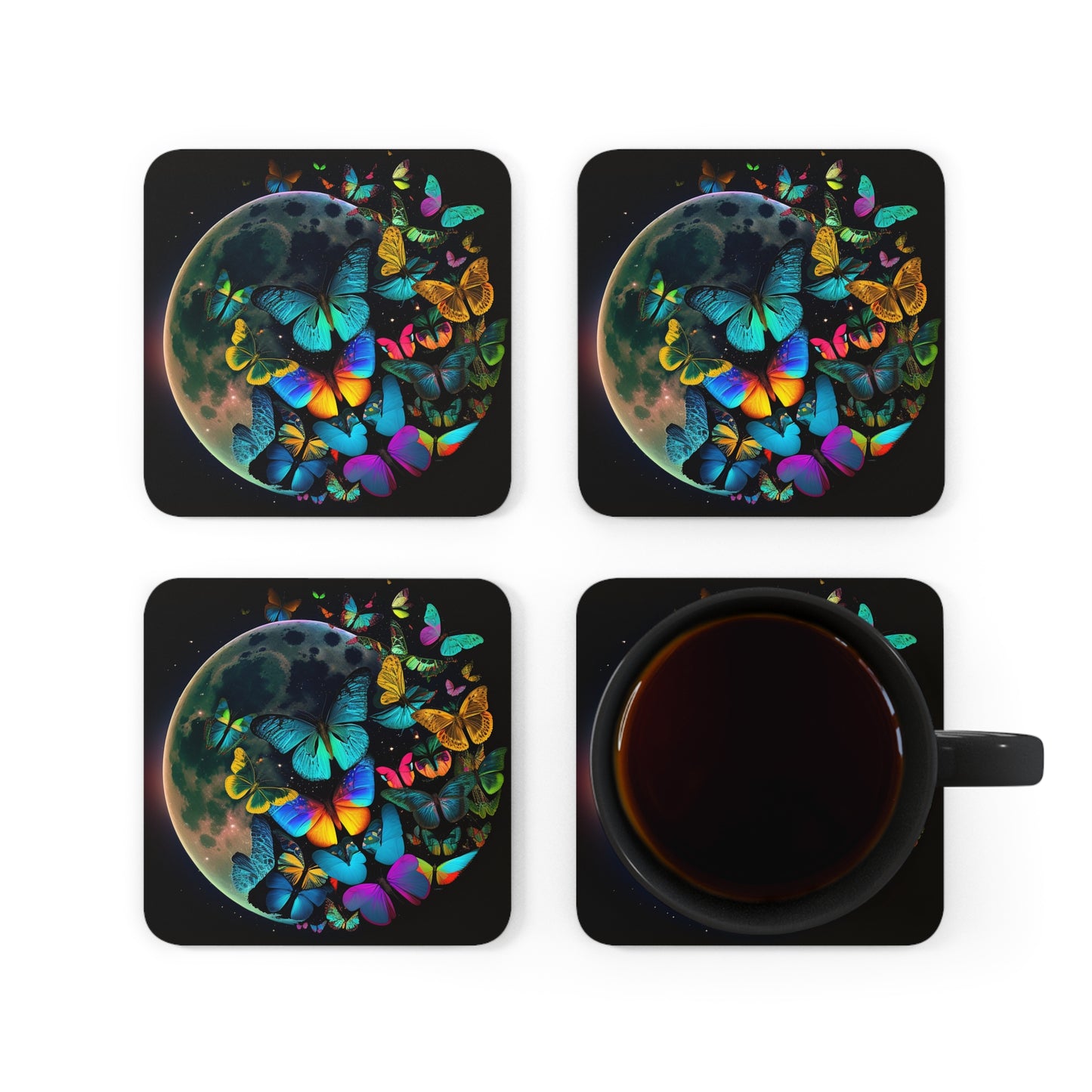 Corkwood Coaster Set Moon Butterfly 2