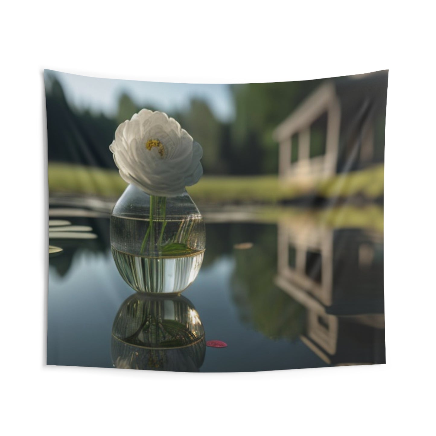 Indoor Wall Tapestries White Peony glass vase 1