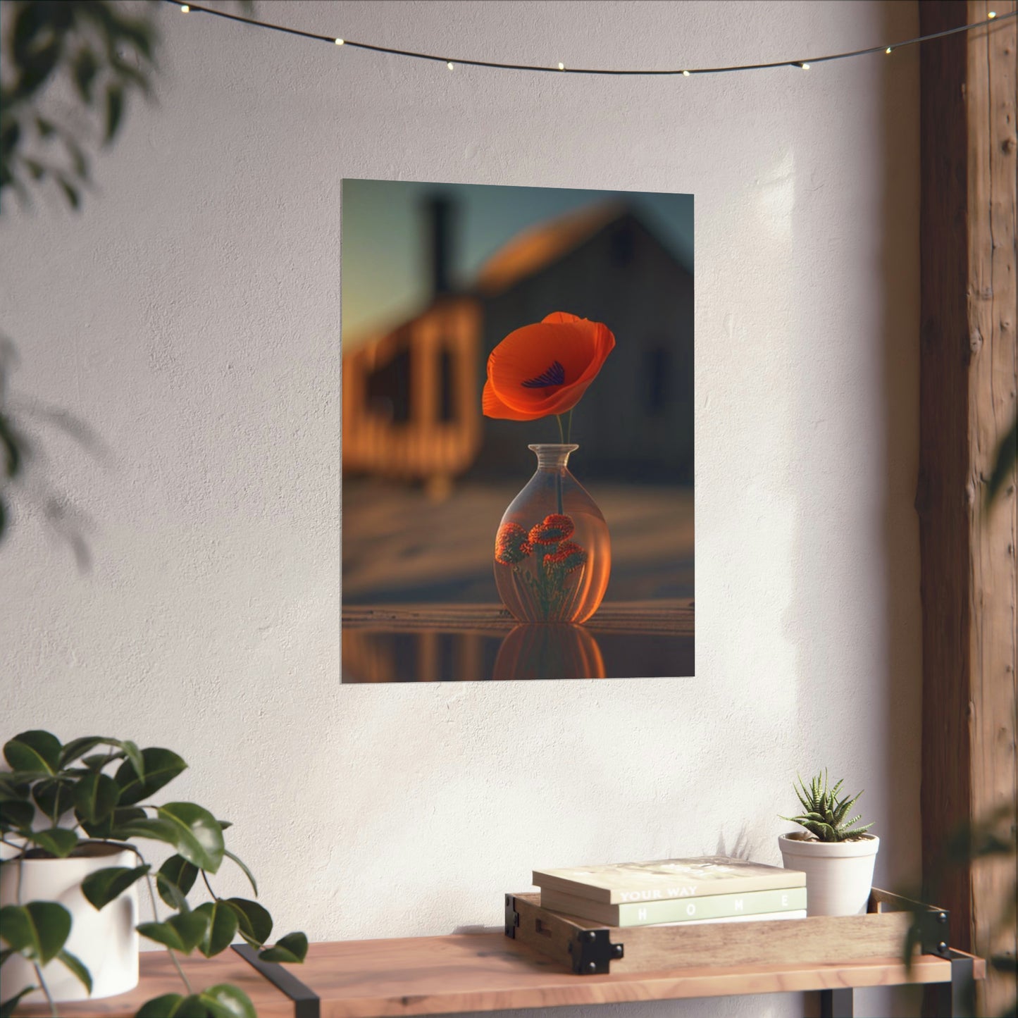 Premium Matte Vertical Posters Orange Poppy in a Vase 3