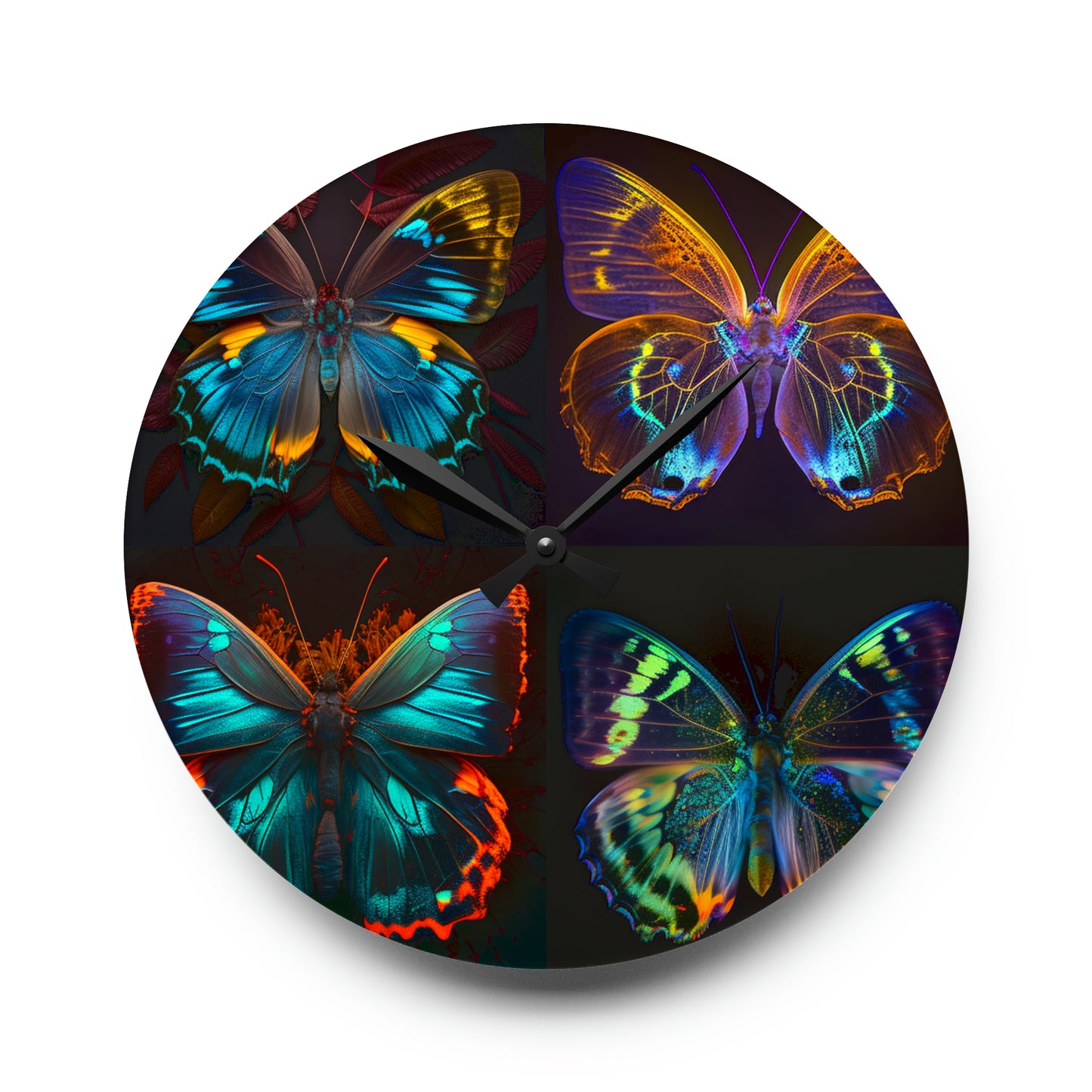 Acrylic Wall Clock Neon Butterfly Flair 5