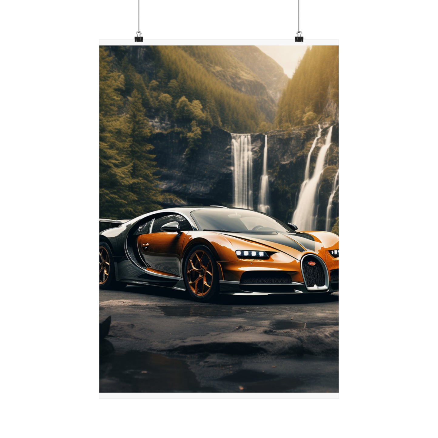 Premium Matte Vertical Posters Bugatti Waterfall 3