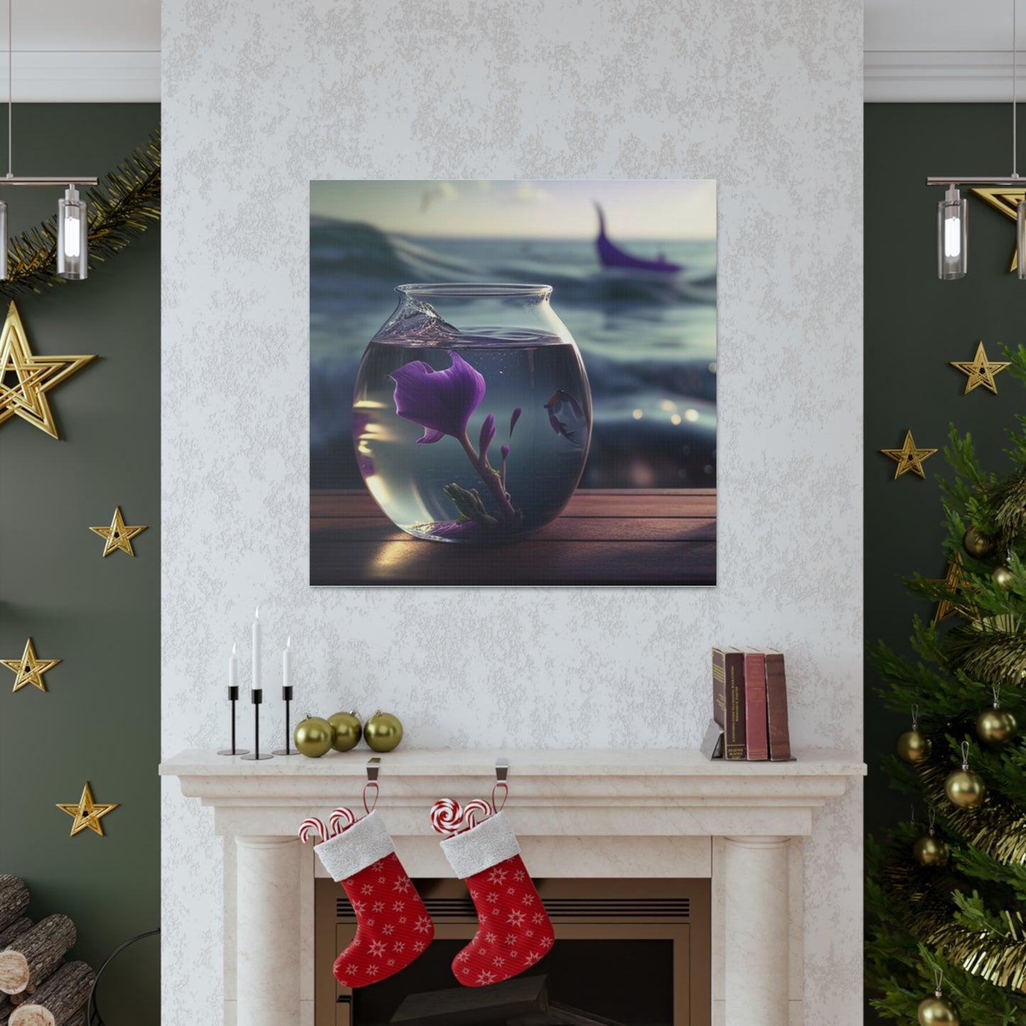 Canvas Gallery Wraps Purple Sweet pea in a vase 1