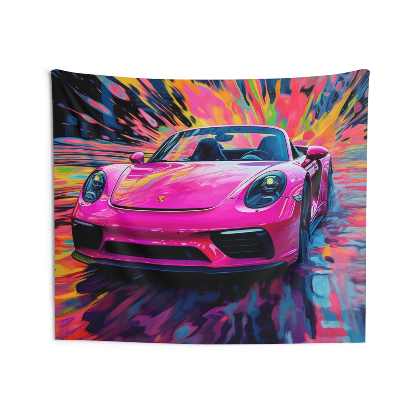 Indoor Wall Tapestries Pink Porsche water fusion 2